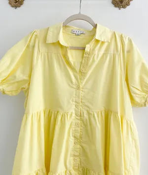 HYFVE Yellow Cotton Tiered Swing Dress thumbnail 3