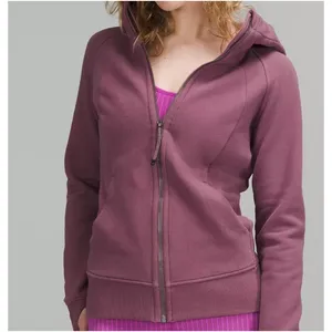 Lululemon Scuba Full Zip Hoodie Plum Purple Thumbhole Women Size 8 Medium thumbnail 4