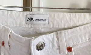 ZARA White Straight Leg Jeans thumbnail 2
