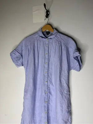 BAIRD McNUTT IRISH LINEN J.CREW‎ Shirt Dress Pockets Preppy XS Blue thumbnail 3