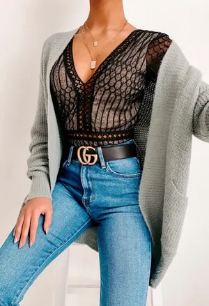 Lace Bodysuit Black thumbnail 5