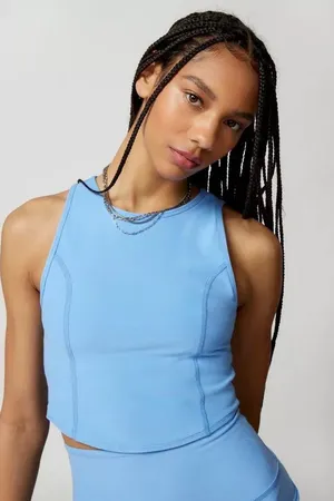 Beyond‎ Yoga Spacedye Cropped Motivate Tank Top Built in Bra Light Blue Size XS thumbnail 1