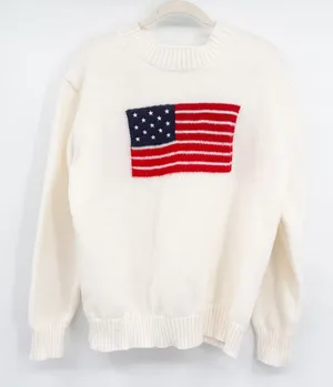 Womens 4th of July American Flag Americana Preppy Knit Pullover Sweater Size XL‎ thumbnail 1