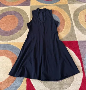 Express Black Sleeveless Skater Dress Cutout Mock Neck Stretchy Material Medium thumbnail 1