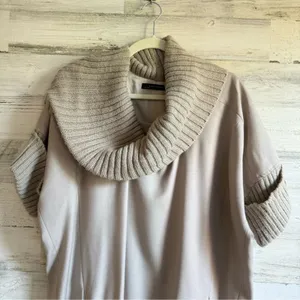 Zara‎ Lagenlook Boho Wool Tunic Mini Dress Knit Neck Straight Silhouette Large thumbnail 3