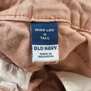 Old Navy Wide Leg High Rise Pants Mauve Pink 4 Tall Trousers Cotton Twill‎ thumbnail 3