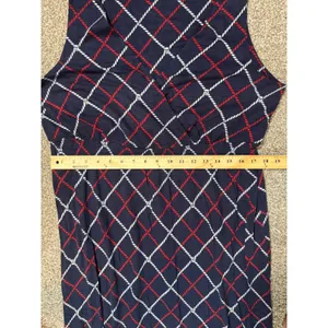 Tommy Hilfiger Women XL Navy Red Rope Print Faux Wrap Tall Girl Friendly thumbnail 4