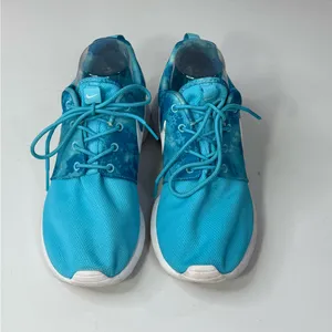NIKE Women's Roshe Run Sneakers "Clearwater" White/Electric Blue-8 thumbnail 3