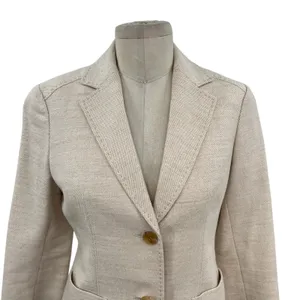 Burberry‎ London Suit Blazer Linen Blend Tan Cream Beige Size 38 US 4 thumbnail 2