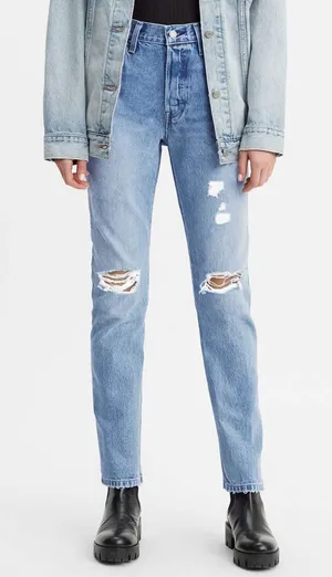 Levi's Premium Original Fit 501s Jeans Distressed Button Fly Blue Size‎ 27 x 30 thumbnail 1