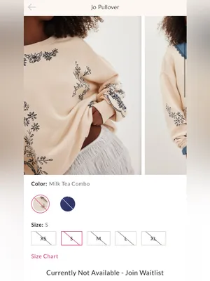 NWOT Free People Jo Pullover - milk tea combo - small - SOLD OUT / RARE thumbnail 7