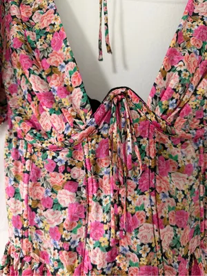 For Love and Lemons Paulina Mini Dress in Pink Floral Size XS Bustier Style thumbnail 4