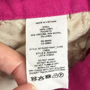Theory Magenta Pink Linen Blend Pleated High Rise Tapered Trousers Size‎ 4 thumbnail 9