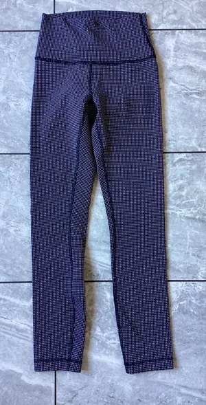 Lululemon High Rise Leggings Size 4 Navy White Dot Pattern Yoga Pants 1726 thumbnail 1