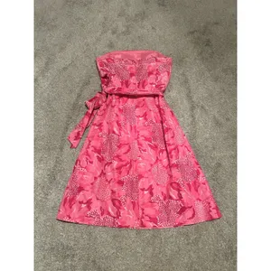 VTG Lilly Pulitzer Strapless‎ Tube Corset Lined Silk Dress Pink Floral Sz 0 thumbnail 6