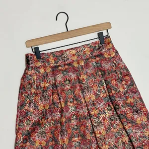 Anthropologie MAEVE Rosie Floral‎ Skirt Pleated Metallic Brocade Pockets Small thumbnail 3