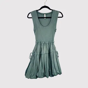 Anthropologie Daily Practice Mini Dress Green Bubble Ribbed Tank Stretch 2XS XXS thumbnail 2