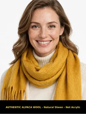 Alpaca Wool Shawl Wrap in Mustard Yellow thumbnail 3
