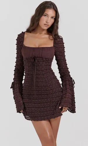 House of CB Marisa Espresso Lace Dress Size XS thumbnail 1
