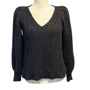 Madewell Size XS Puff Sleeve V Neck Sweater K5757 Speckled Donegal Cyclone thumbnail 4