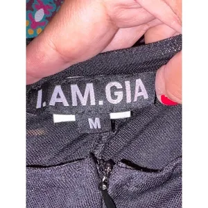 I.AM.GIA Ophelia Sheer‎ Ruched High-Rise Pants Black Mesh Slim Fit Womens Size M thumbnail 6