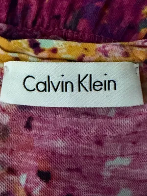 CALVIN KLEIN Fuchsia Multi Abstract Faux Wrap Fit & Flare Stretch Size 8 thumbnail 9