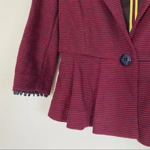 TABITHA Anthropologie Striped Peplum Blazer Jacket thumbnail 2