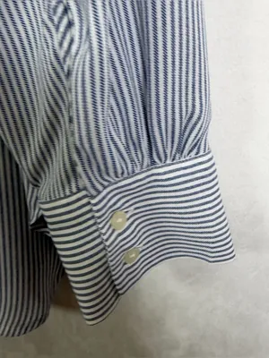 LOFT Women XL Blue White Striped Button Down Shirt Roll Tab Coastal Oversized thumbnail 8