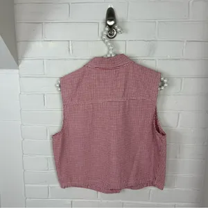 Vintage Tattoo Red Gingham Plaid Button Front Vest Top thumbnail 6
