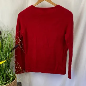 Prive’ 100% Cashmere Red Long Sleeve Crewneck Sweater S thumbnail 2