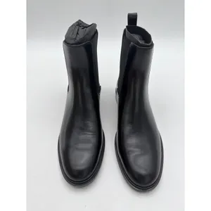 Mango Elegant Black Polished Bovine Leather Everyday Ankle Chelsea Boots 8.5 thumbnail 4