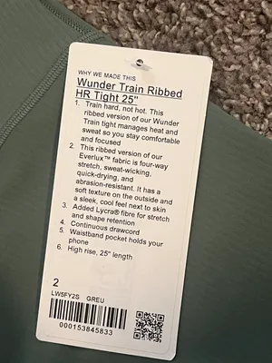 Wunder Train HR Ribbed Tight 25” thumbnail 2