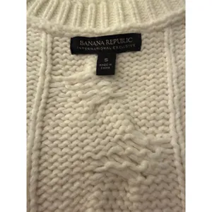 Banana Republic Snow Day Cable Knit Sweater Small Oversized Cream Cotton Wool thumbnail 10