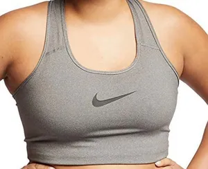 Nike Dri-Fit Racerback Sports Bra Heather Gray Classic Swoosh Size XL EUC thumbnail 1