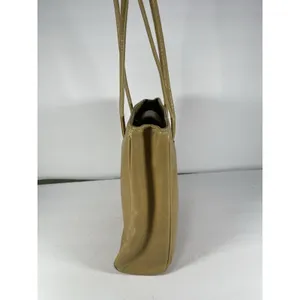 Nine West Vintage Shoulder Bag Tote Purse Tan Faux Leather Y2K Medium Double Str thumbnail 2