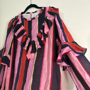 TCEC Anthropologie Ruffle Striped Blouse Womens Size‎ L Long Sleeve Top thumbnail 2