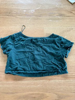 PINK Victoria's Secret Dark Green Off-Shoulder Cropped Tee thumbnail 2
