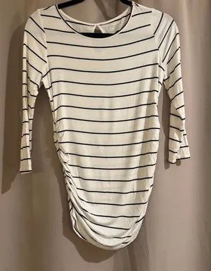 Motherhood Black and White Striped 3/4 Sleeve Top thumbnail 1