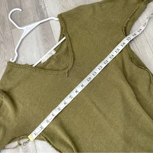 Free People Top v neck distressed knit come and get it womens Green xsmall boho thumbnail 4