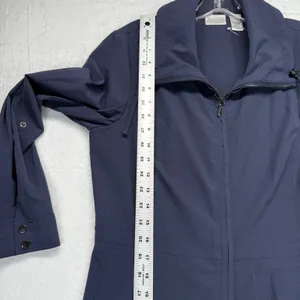 Zenergy by Chico's Trench Coat Lightweight Full Zip Jacket Blue Size‎ S READ thumbnail 3