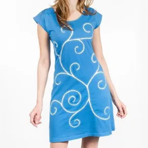 Adria Mode Large Tunic Dress Teal Organic Cotton Lagenlook Spring‎ Squiggly thumbnail 2