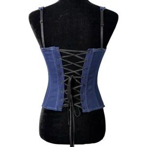 Frederick's of Hollywood Jean Denim Y2K Style Corset Top Size Medium thumbnail 6