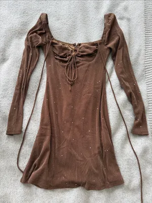 Princess Polly brown long sleeve sparkly mini dress thumbnail 2