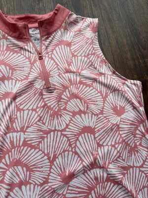 Tommy Bahama Women’s Coral Print Golf Sleeveless Mock Neck 1/4 Zip Shirt- Size M thumbnail 4