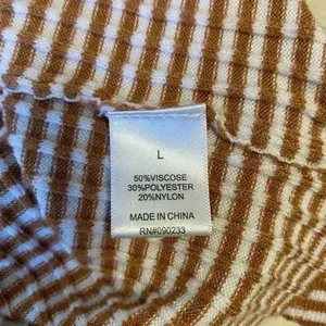 LA Hearts Womens Brown White Striped‎ Ribbed V-Neck Cropped Sweater Large thumbnail 4