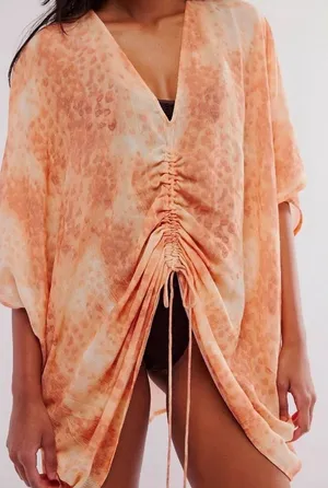 Free People Y2k Valencia Ruched Drawstring Kimono Swim Cover Up Women’s One Size thumbnail 1