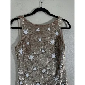 Anthropologie BHLDN Gold Sequin Star Mini Dress Womens 2 Formal Prom Verseau thumbnail 11