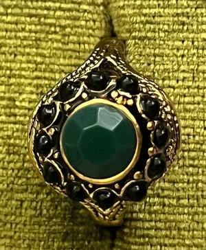 Vintage/Bohemian Design Stainless Steel Golden w/ Gemstones Statement Ring S 6 thumbnail 1