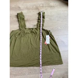 NWT 78 & Sunny Tank Top womens 2X SAGE‎ green Topanga Beach tank ruffle straps thumbnail 2