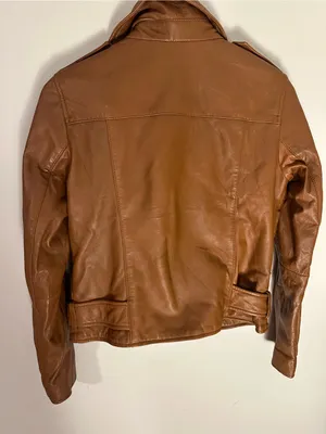 Quince 100% Leather Motorcycle Jacket dark cognac brown small thumbnail 6